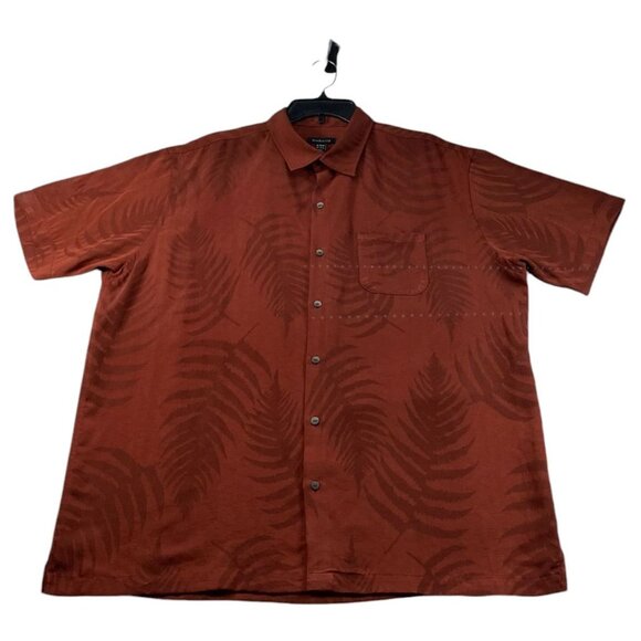 Van Heusen Other - Van Heusen Button Down Shirt Mens Size XL Burgundy Leaves Patern  Short Sleeve